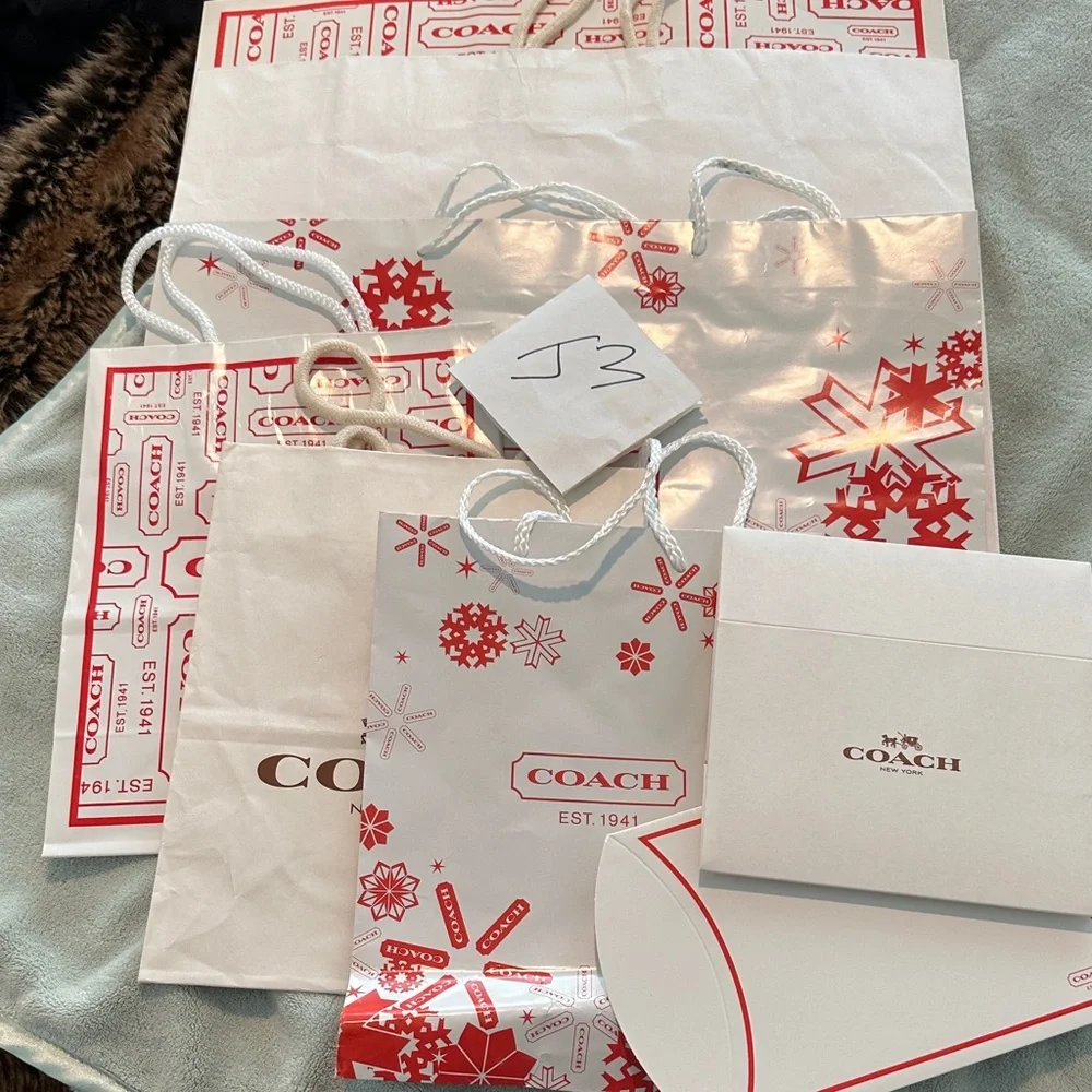Bundle of 8 Coach Red & White Gift Bag Collection